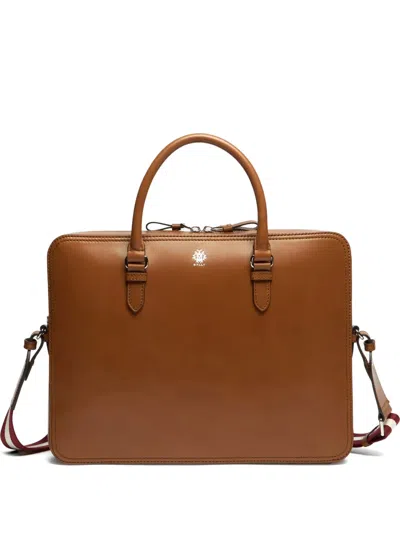 Bally Ray Leather Briefcase In Brown