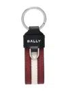 Bally Logo-print Leather Keyring In Red