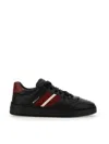 Bally Low-top Leather Sneakers With Stripe And Perforations In Black