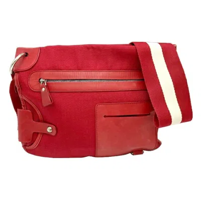 Pre-owned Bally Red Color Nylon Canvas Shoulder Bag ()