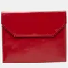 Bally Red Glossy Leather Envelope Clutch In Red