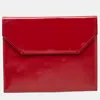 Bally Red Glossy Leather Envelope Clutch In Pattern