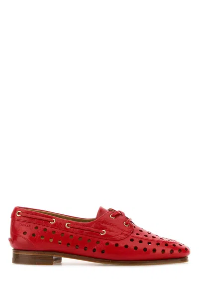 BALLY RED LEATHER PARTY LACE-UP SHOES