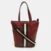 Bally Red Leather Tracie Vertical Tote In Brown