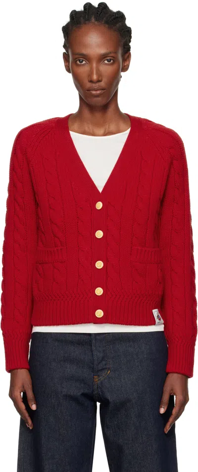 BALLY RED WOOL CARDIGAN