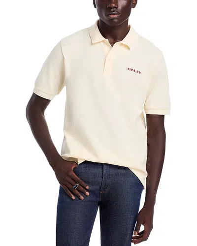 Bally Logo-embroidered Polo Shirt In Bone