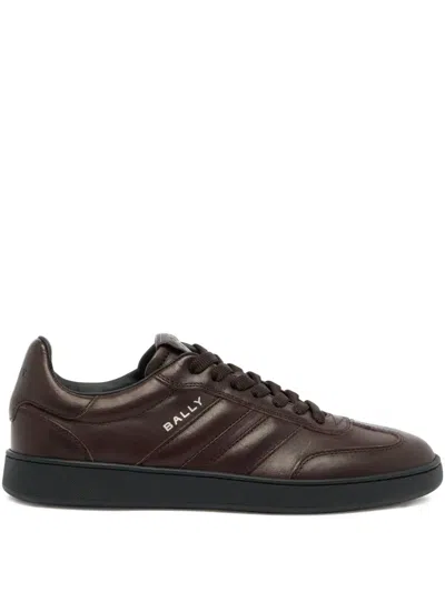 Bally Retro Crest Leather Sneakers In Brown