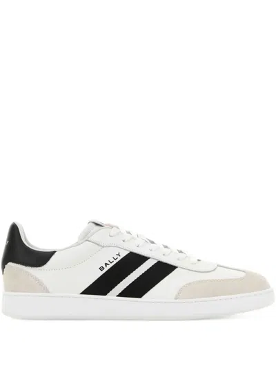 Bally Retro Crest Leather Stripe Sneakers In White