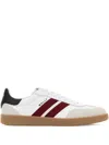 Bally Retro Crest Leather Striped Sneakers In White