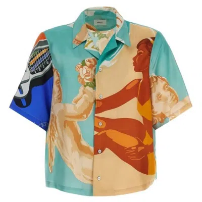 Bally Retro Graphic Silk Camp Shirt In Multi