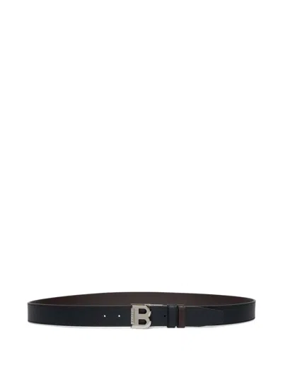 Bally Reversible Grained Leather Belt In Black