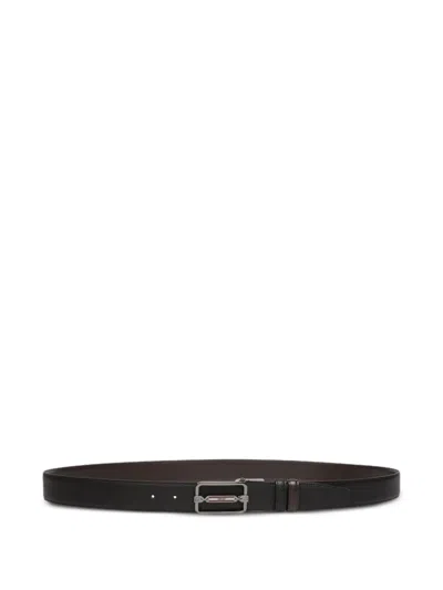 Bally Reversible Grained Leather Belt In Black