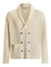 Bally Ribbed Cardigan In Neutral