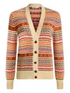 Bally Ribbed-knit Geometric-motif Cardigan In Multi