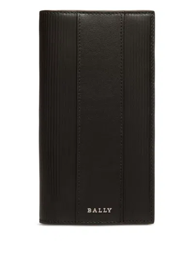 Bally Ribbed Leather Wallet In Black