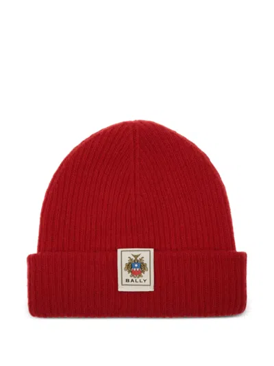 Bally Ribbed Wool Beanie In Brown