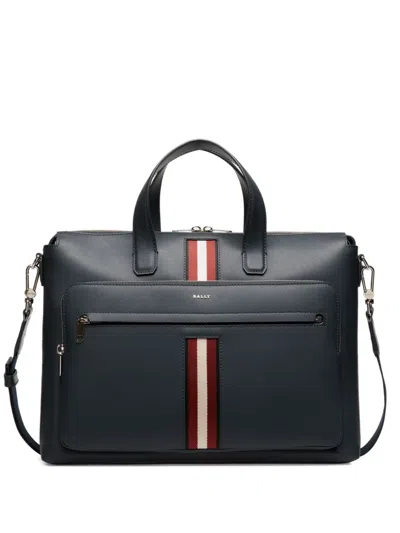 Bally Ribbon-detail Leather Briefcase In Blue