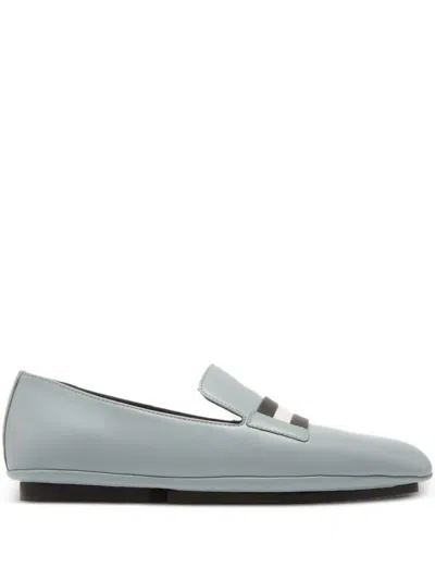 Bally Ribbon-detail Leather Loafers In Blue