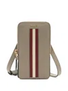 Bally Ribbon-detail Leather Phone Holder In Gray