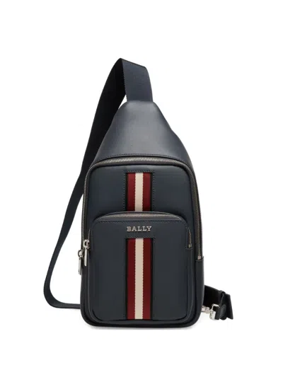 Bally Ribbon-detail Leather Sling Bag In Blue