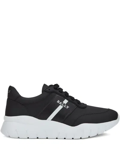 Bally Ribbon-detail Leather Sneakers In Black