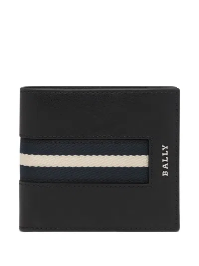 Bally Ribbon-detail Logo Leather Wallet In Black
