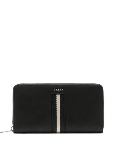 Bally Ribbon-detail Logo Leather Wallet In Black