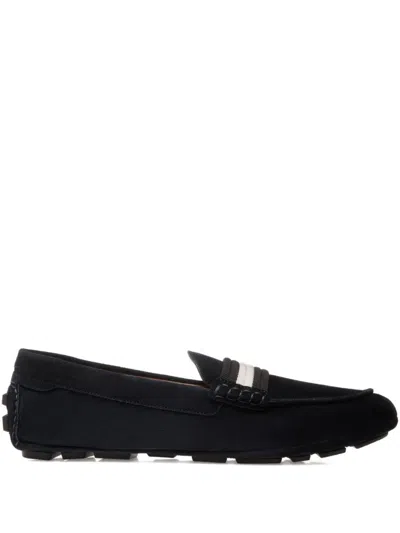 Bally Ribbon-detail Suede Loafers In Blue
