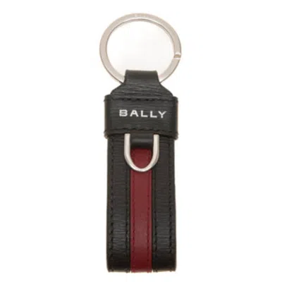 Bally Ribbon Leather Key Holder In Black