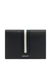 Bally Ribbon Leather Passport Case In Black