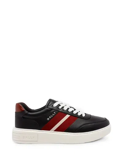 Bally Ribbon Leather Sneakers In Black