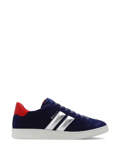 Bally Ribbon Leather Sneakers In Blue