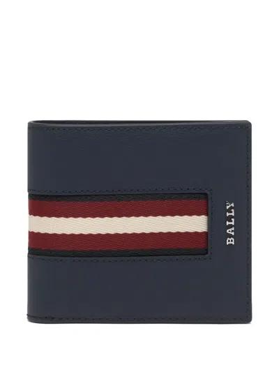 Bally Ribbon-logo Leather Wallet In Blue