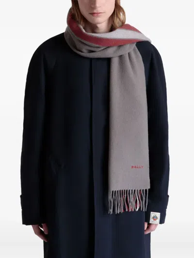 Bally Ribbon-striped Scarf In Gray