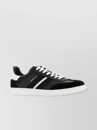 Bally Roget Leather Sneakers Contrast Sole In Black