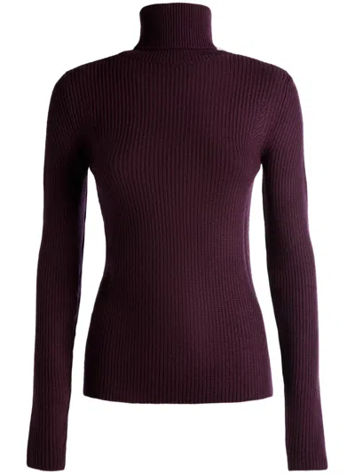 Bally Roll-neck Ribbed-knit Jumper In Red