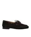 Bally Cedar Brown Leather Moccasins With Panelled Design And Lace-up Detail In Black