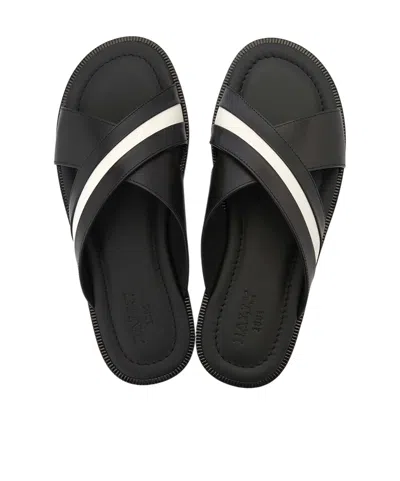 Bally Round Head Flat-soled Slippers In Black