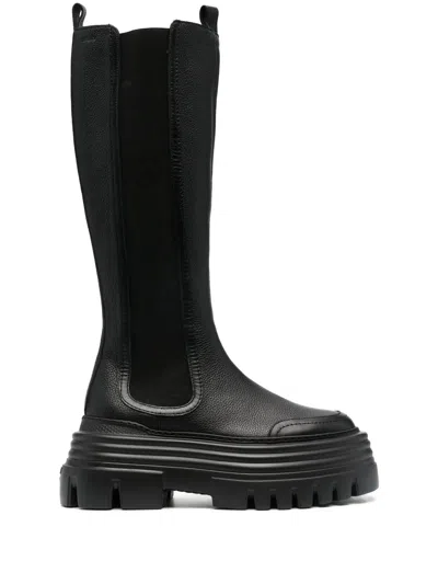 Bally Round-toe Leather Boots In Black