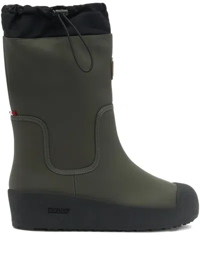 Bally Round Toe Leather Boots In Green