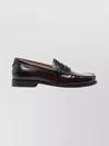 Bally Round Toe Penny Loafers With Perforated Detail In Brown