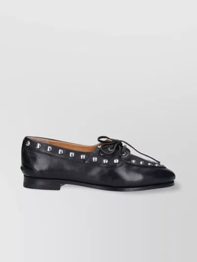 Bally Round Toe Studded Leather Loafers