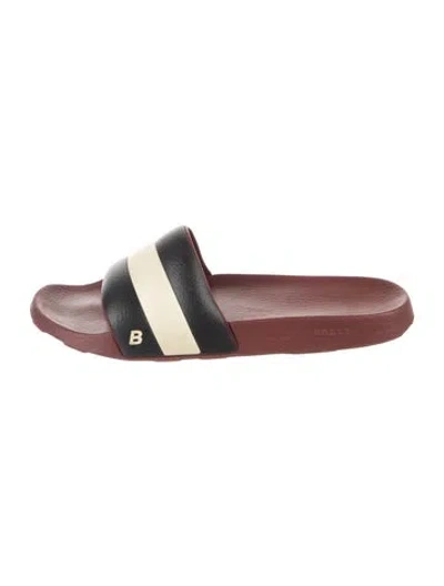 Pre-owned Bally Rubber Colorblock Pattern Slides In Black/burgundy
