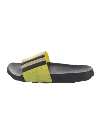 Pre-owned Bally Rubber Colorblock Pattern Slides In Multi