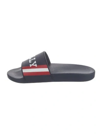 Pre-owned Bally Rubber Graphic Print Slides In Blue