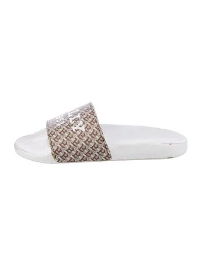 Pre-owned Bally Rubber Printed Slides In White