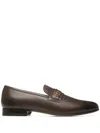 Bally Sadei Logo-plaque Leather Loafers In Braun