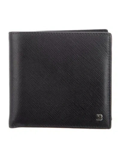 Pre-owned Bally Saffiano Leather Bifold Wallet In Black