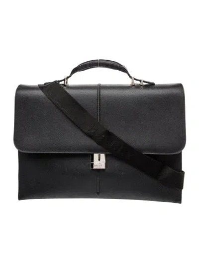 Pre-owned Bally Saffiano Leather Briefcase In Black