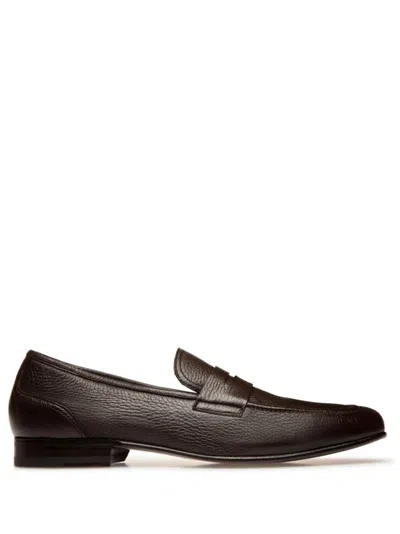 Bally Saix-u Grained-leather Loafers In Brown